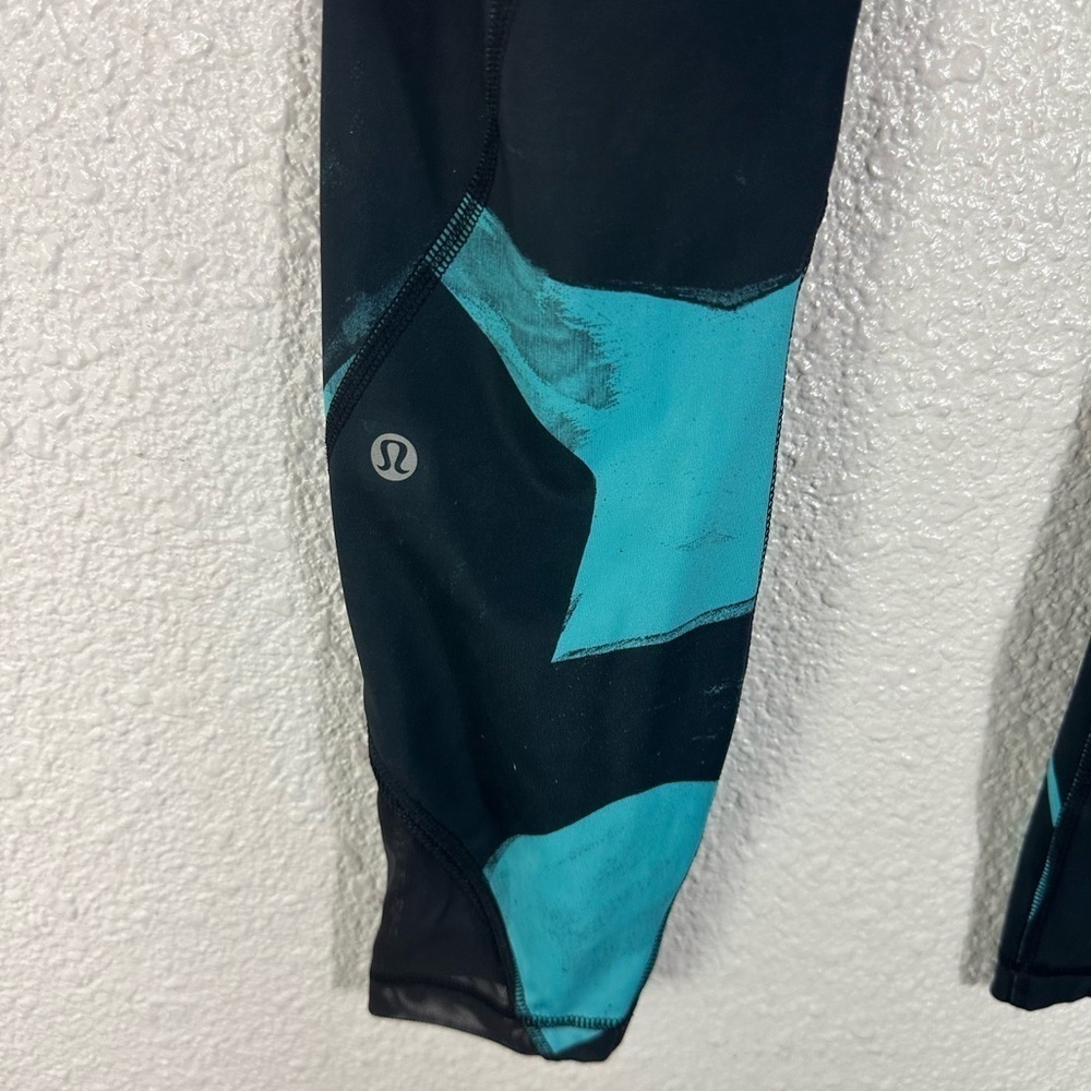 Lululemon Inspire Tight II Full-On Luxtreme Mesh Back Spin Stroke Peacock Size 6 - Picture 3 of 6